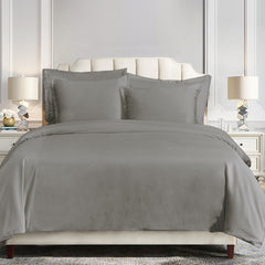 Velvet Duvet Cover Set, Super Queen, Gray, 3PC