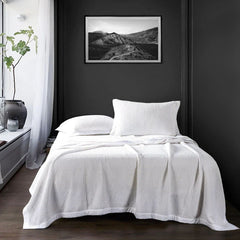 Stonewashed Cotton Waffle Weave Duvet/Coverlet Set, King, White, 3PC