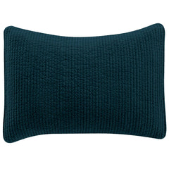 Stonewashed Cotton Velvet Quilted Pillow Sham, 21" x 27", Deep Blue, 1PC