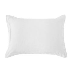 Hera Washed Linen Tailored Pillow Sham, 21" x 27", White, 1PC