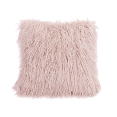 Mongolian Faux Fur Throw Pillow, 18" x 18", Blush, 1PC