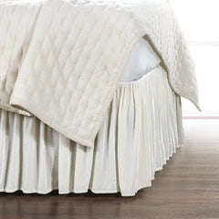 Stella Faux Silk Velvet Bed Skirt, Queen, Stone, 1PC
