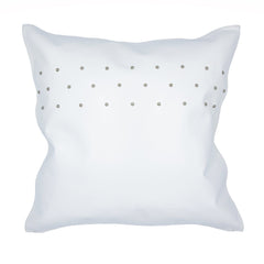 Genuine White Leather Studded Throw Pillow, 20" x 20", 1PC