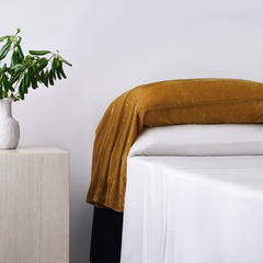 Stella Faux Silk Velvet Waterfall Pillowcase Set, Saffron, 2PC