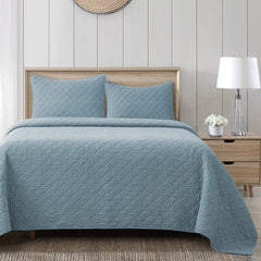 Stonewashed Cotton Gauze Quilt, Twin, Mineral Blue, 1PC