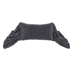 Stella Faux Silk Velvet Long Ruffled Pillow, 14" x 26", Dark Slate, 1PC