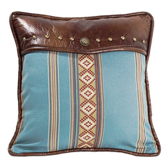 Ruidoso Turquoise Diamond Studded Leather Throw Pillow, 18" x 18", 1PC