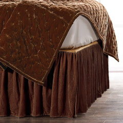Stella Faux Silk Velvet Bed Skirt, Queen, Copper Brown, 1PC