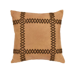 Faux Leather Stitched Decorative Throw Pillow, 18" x 18", 1PC