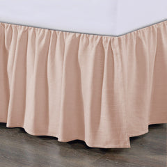 Lily Washed Linen Gathered Bed Skirt, King, Blush, 1PC