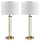 Orenman - Clear / Brass Finish - Glass Table Lamp (Set of 2)