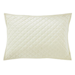 Velvet Diamond Quilted Pillow Sham Set, 21" x 34", Cream, 2PC