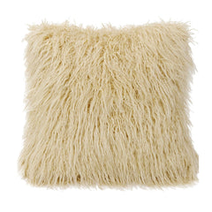 Mongolian Faux Fur Euro Sham, 27" x 27", Cream, 1PC