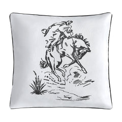 Ranch Life Indoor/Outdoor Pillow, 20" x 20", Bronc Rider, 1PC, 2 MOQ