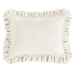 Stella Faux Silk Velvet Ruffled Dutch Euro Pillow, 27" x 39", Stone, 1PC