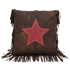 Cheyenne Fringed Star Throw Pillow, 18" x 18", Red, 1PC