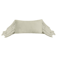 Luna Washed Linen Long Ruffled Pillow, 16" x 26", Light Tan, 1PC