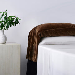 Stella Faux Silk Velvet Waterfall Pillowcase Set, Copper Brown, 2PC