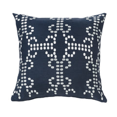 Navy Linen Embroidery Detailed Pillow, 18" x 18", 1PC