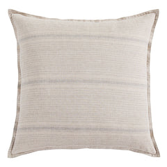 100% French Flax Linen Variegated Stripe Euro Sham, 27" x 27", Natural/Light Blue, 1PC