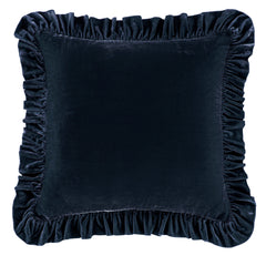 Stella Faux Silk Velvet Ruffled Euro Sham, 27" x 27", Midnight Blue, 1PC