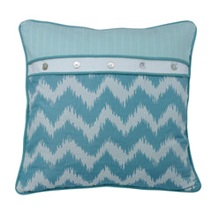 Chevron Print, Striped Accents & Button Euro Sham, 27" x 27", 1PC