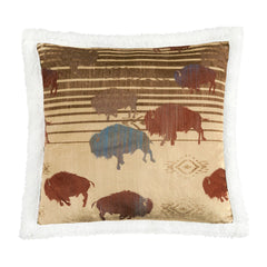 Home on the Range Campfire Sherpa Pillow, 18" x 18", 1PC, 6 MOQ