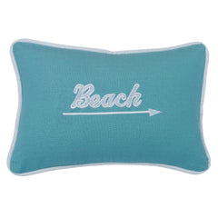 Embroidered "Beach" Pillow, 12" x 18", 1PC