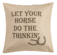 Burlap Horse Phrase Throw Pillow, 22" x 22", 1PC