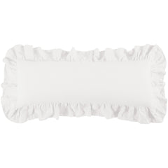 Luna Washed Linen Ruffled Lumbar Pillow, 14" x 36", White, 1PC