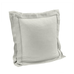 Luna Double Flanged Washed Linen Pillow, 20" x 20", Light Gray, 1PC