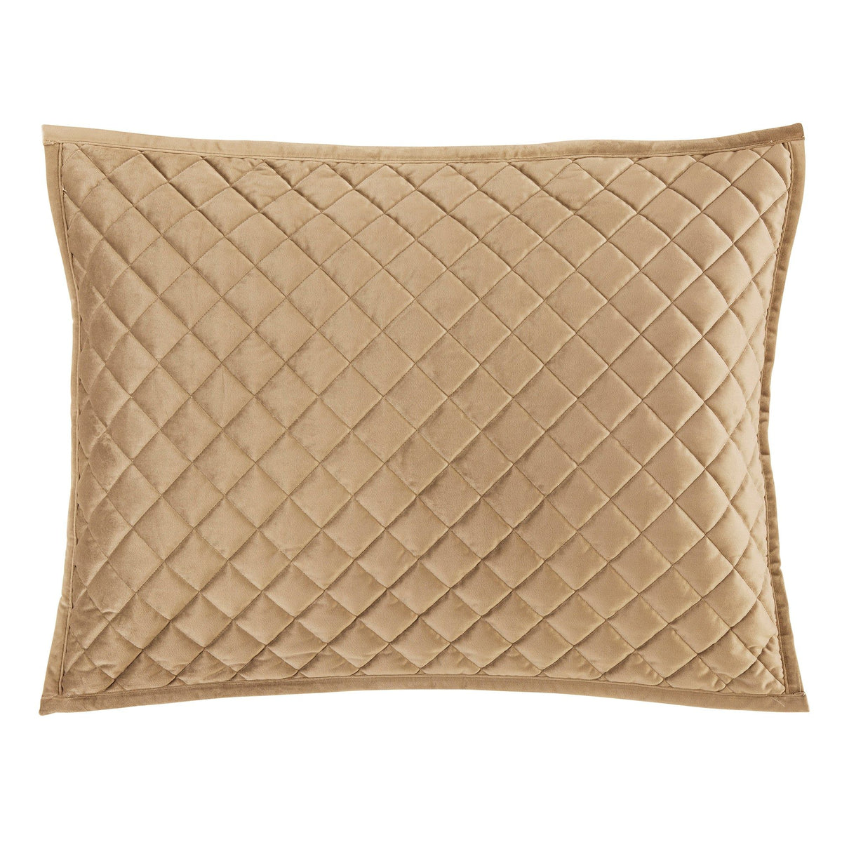 Velvet Diamond Quilted Pillow Sham Set, 21" x 34", Oatmeal, 2PC