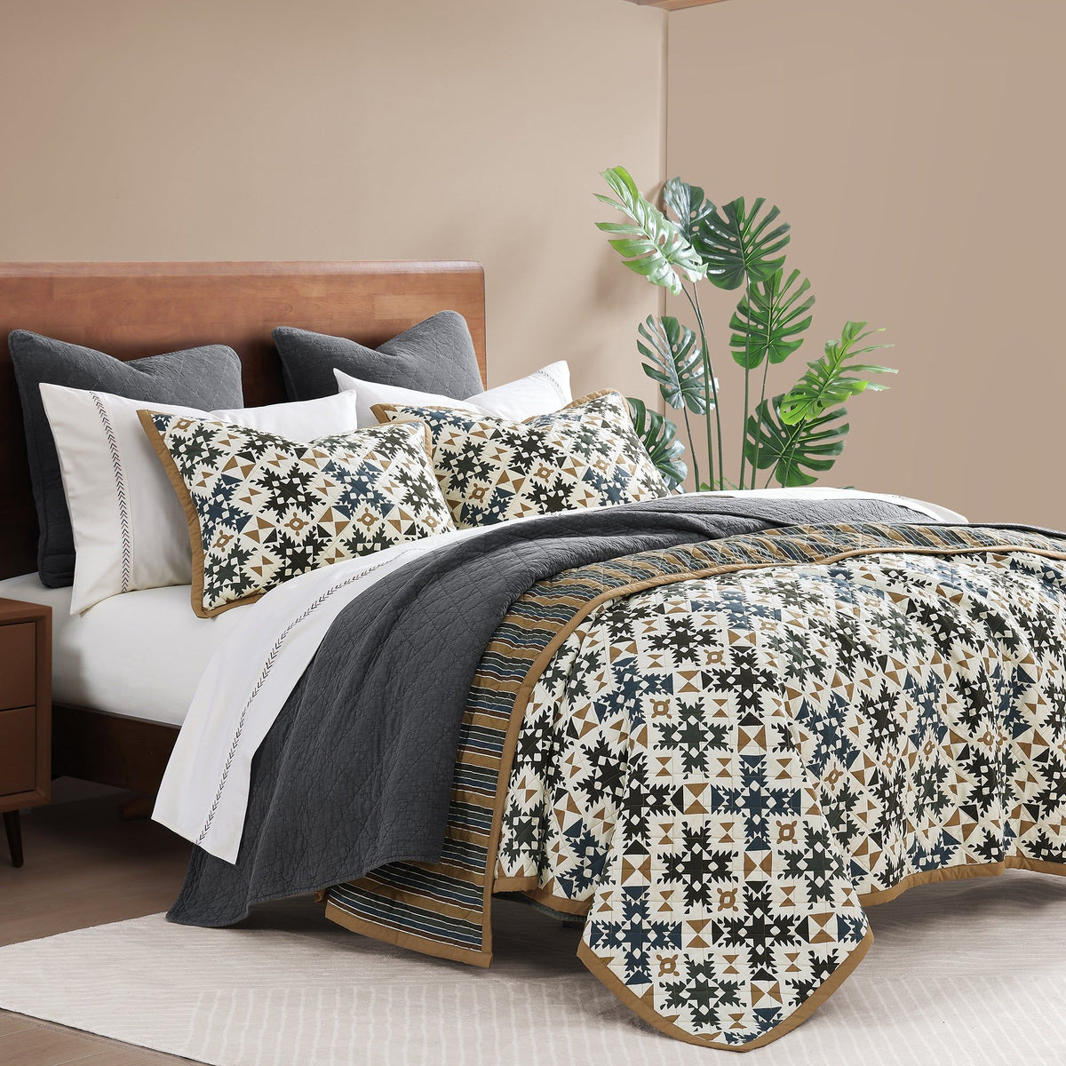 Mosaic Reversible Quilt Set, King, 3PC