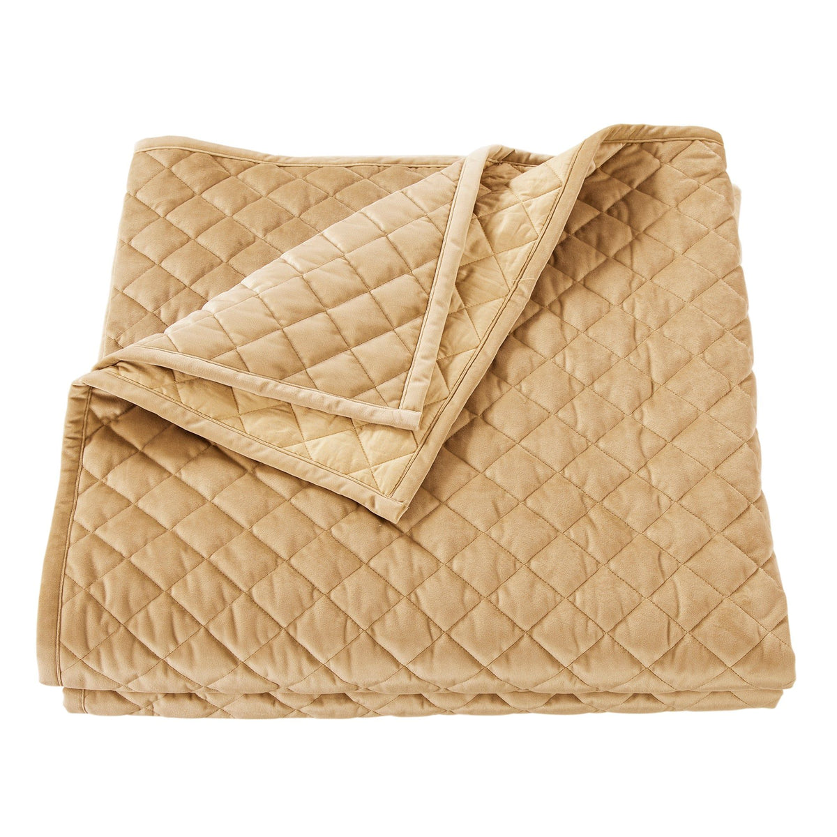 Velvet Diamond Quilt, Twin, Gold, 1PC