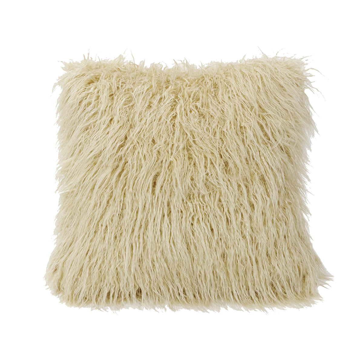 Mongolian Faux Fur Throw Pillow, 18" x 18", Cream, 1PC