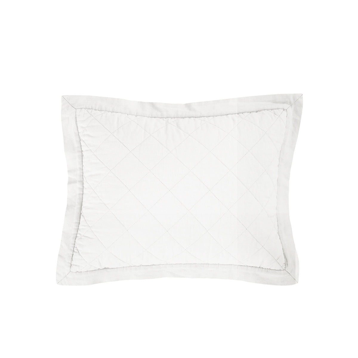 Linen Cotton Diamond Quilted Boudoir Pillow, 12" x 16", Vintage White, 1PC