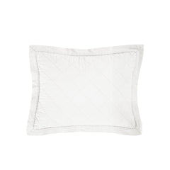 Linen Cotton Diamond Quilted Boudoir Pillow, 12" x 16", Vintage White, 1PC