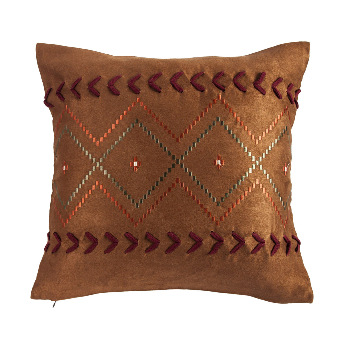 Solace Embroidered Aztec Throw Pillow, 18" x 18". 1PC