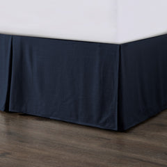Hera Washed Linen Tailored Bed Skirt, Queen, Navy, 1PC