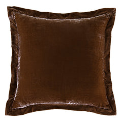 Stella Faux Silk Velvet Flanged Euro Sham, 27" x 27", Copper Brown, 1PC