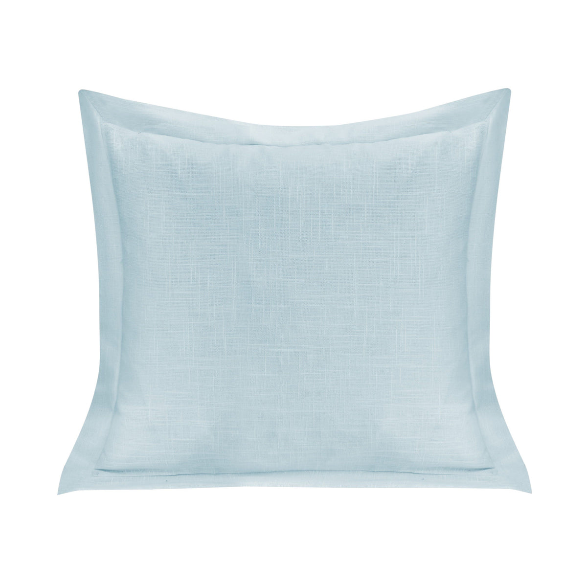 Luna Single Flanged Washed Linen Pillow, 20" x 20", Light Blue, 1PC