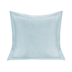 Luna Single Flanged Washed Linen Pillow, 20" x 20", Light Blue, 1PC