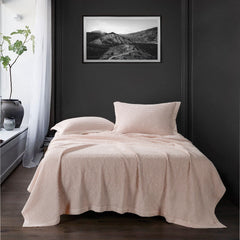 Stonewashed Cotton Waffle Weave Coverlet, King, Blush, 1PC