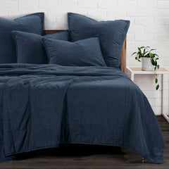 Stonewashed Cotton Canvas Coverlet Set, Full/Queen, Denim, 3PC
