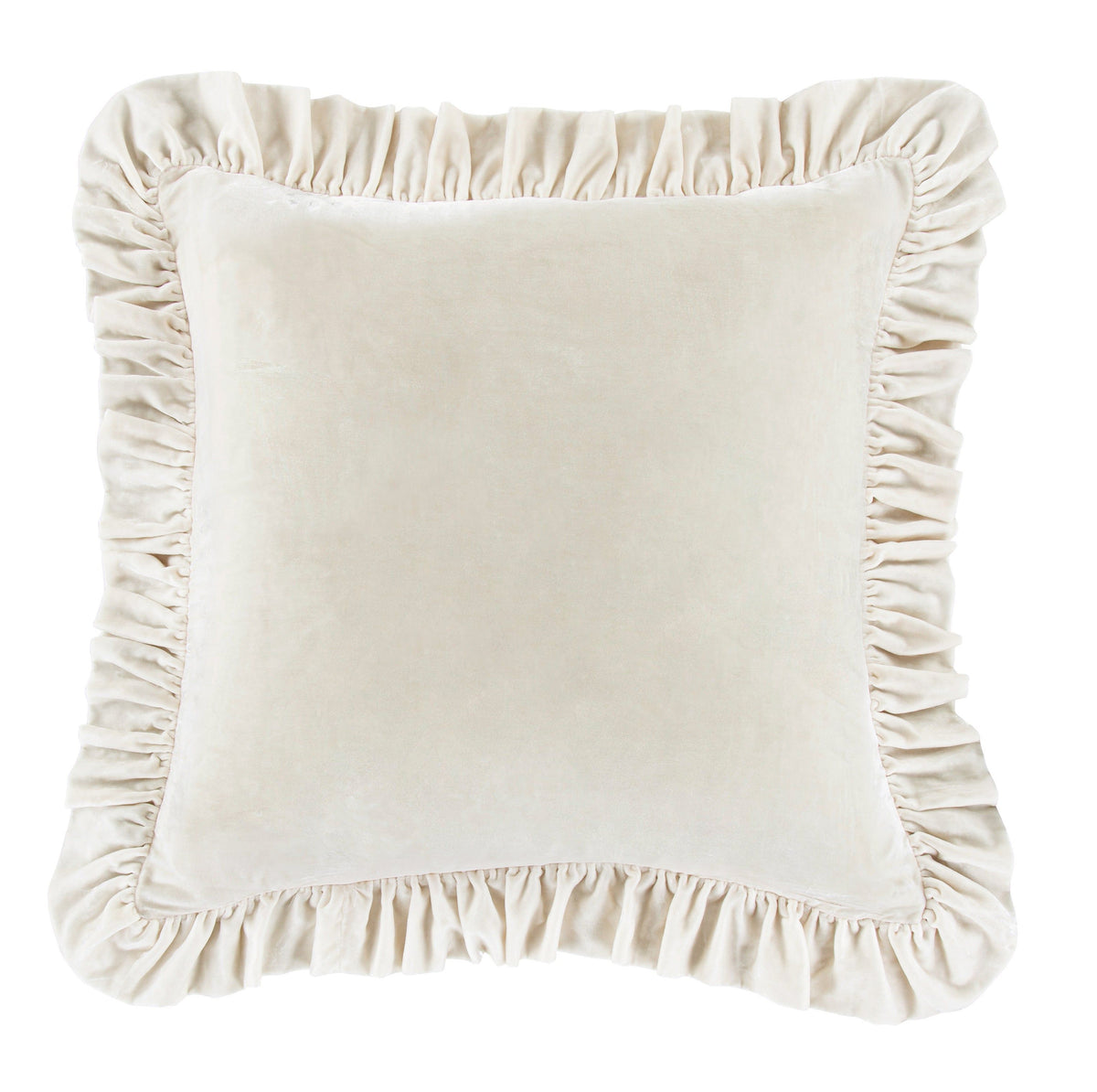 Stella Faux Silk Velvet Ruffled Euro Sham, 27" x 27", Stone, 1PC