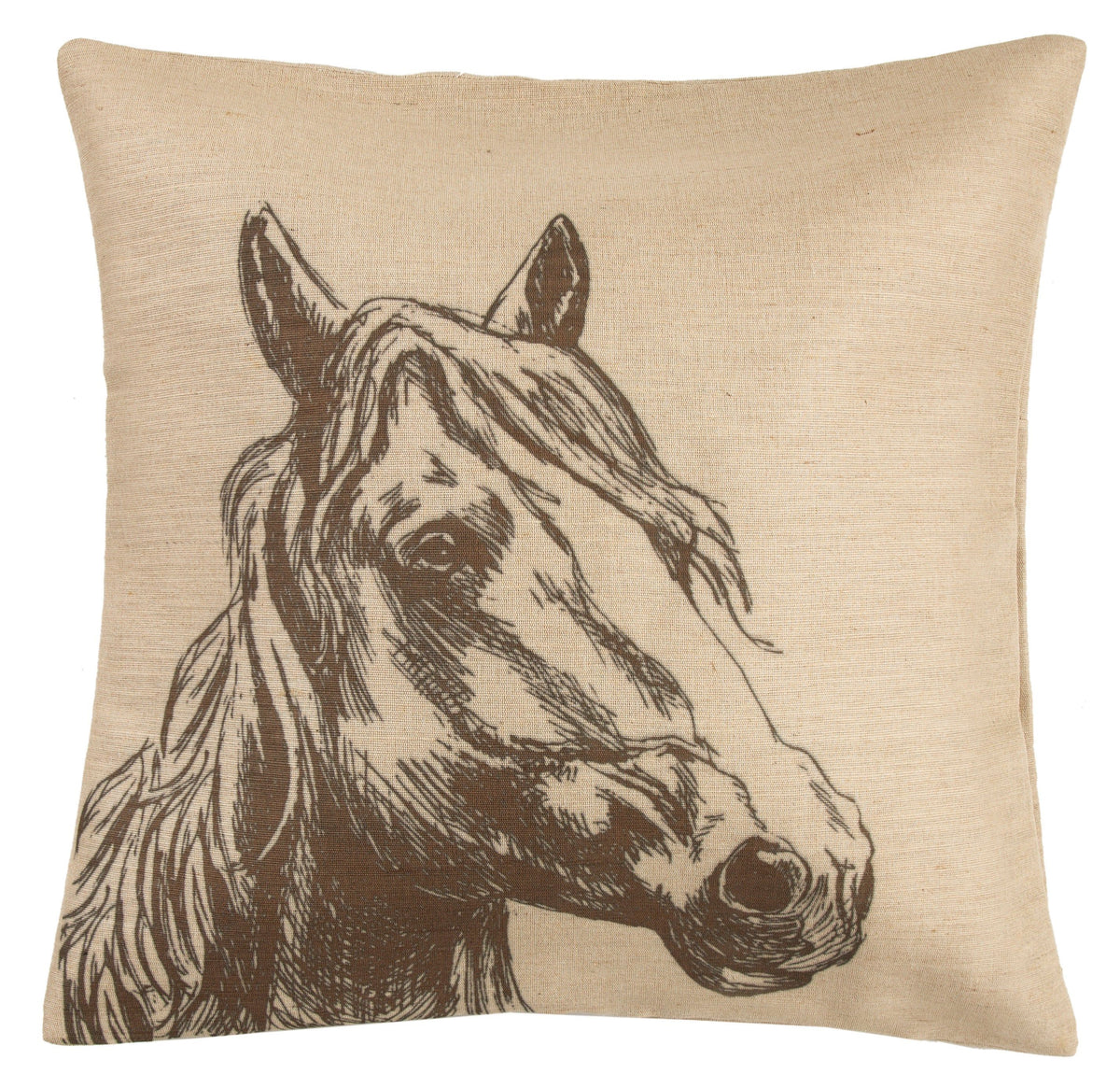 Burlap Horse Head Throw Pillow, 22" x 22", 1PC