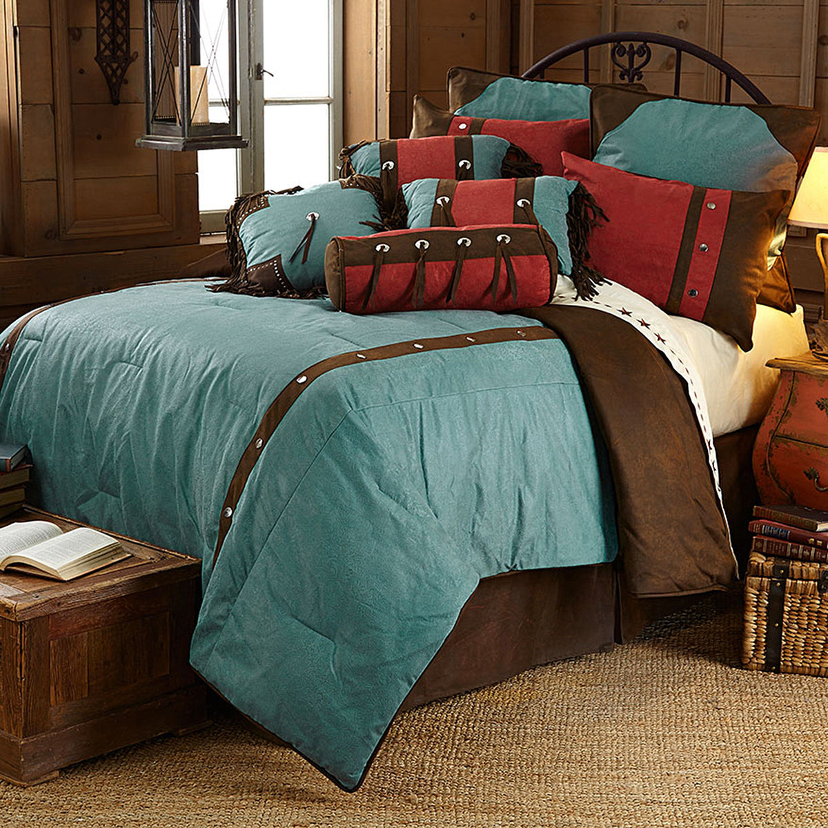 Cheyenne Comforter Set, Super King, Turquoise, 7PC
