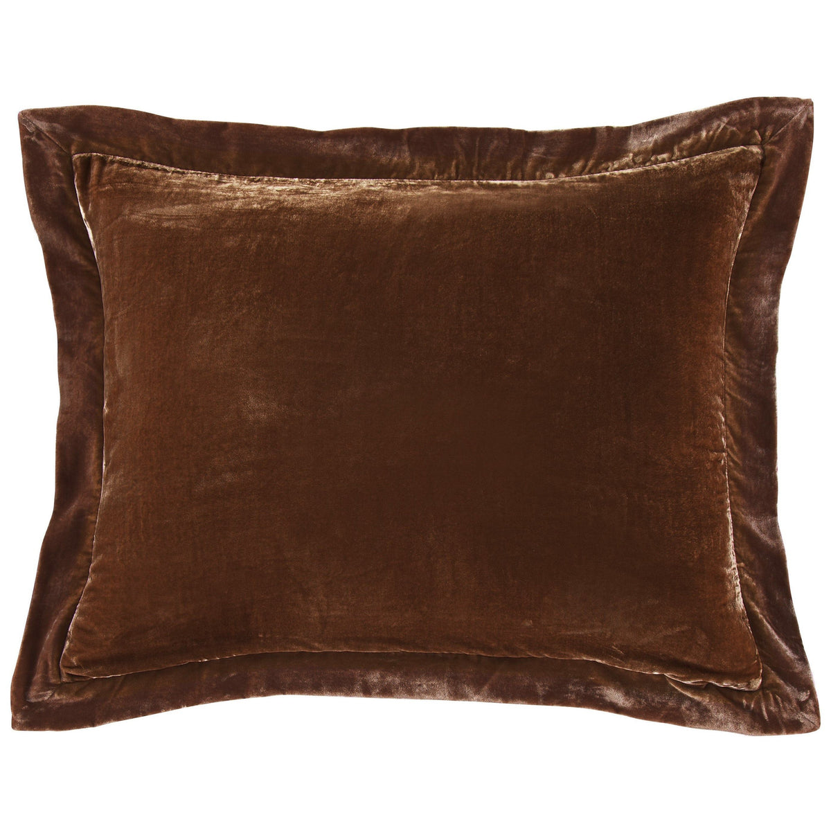 Stella Faux Silk Velvet Flanged Dutch Euro Pillow, 27" x 39", Copper Brown, 1PC