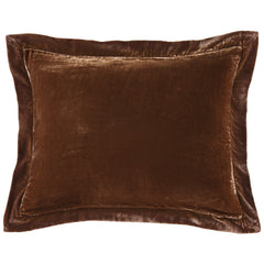 Stella Faux Silk Velvet Flanged Dutch Euro Pillow, 27" x 39", Copper Brown, 1PC
