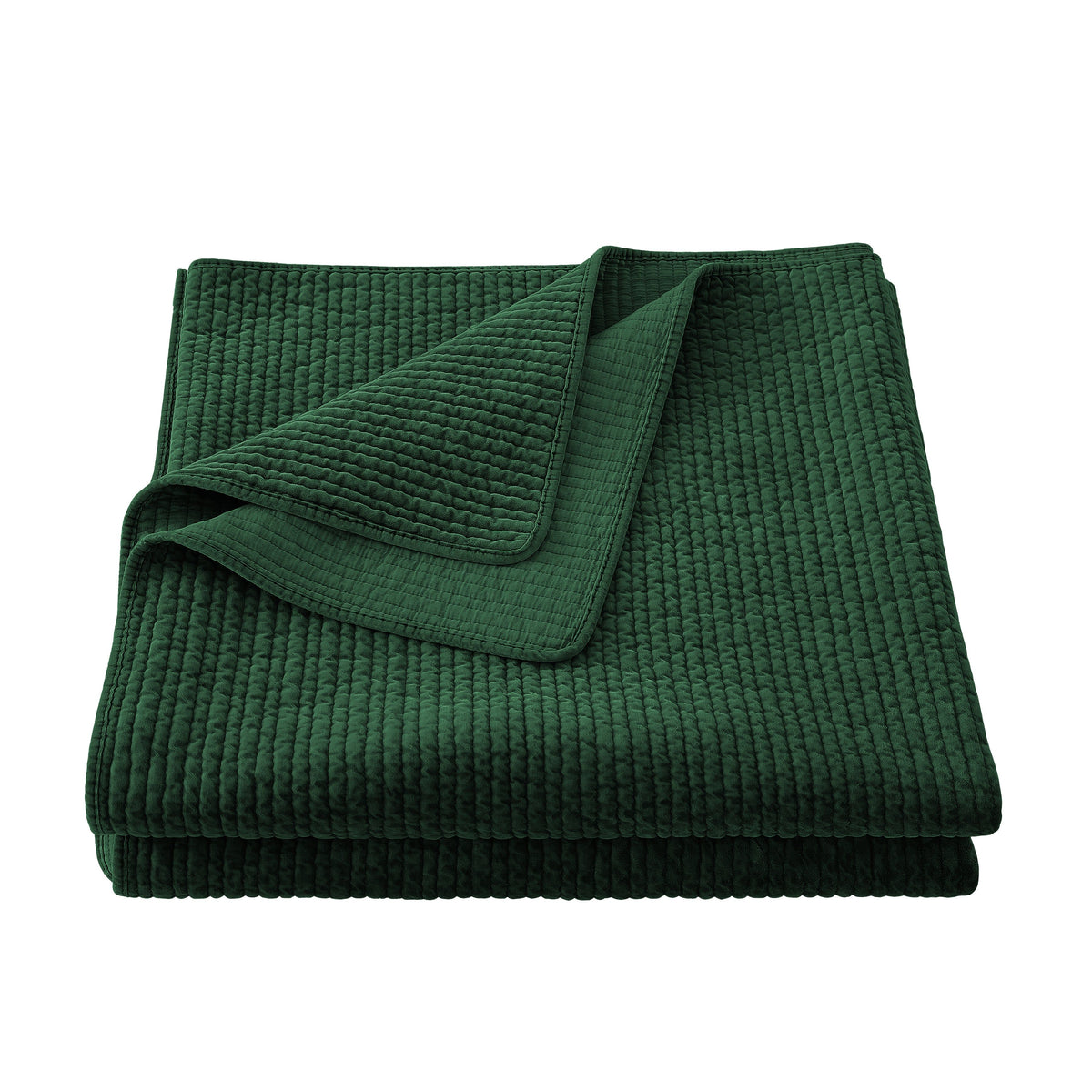 Stonewashed Cotton Velvet Quilt, King, Emerald, 1PC